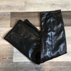 Cider Black Faux Leather Wide Leg Sexy Pants